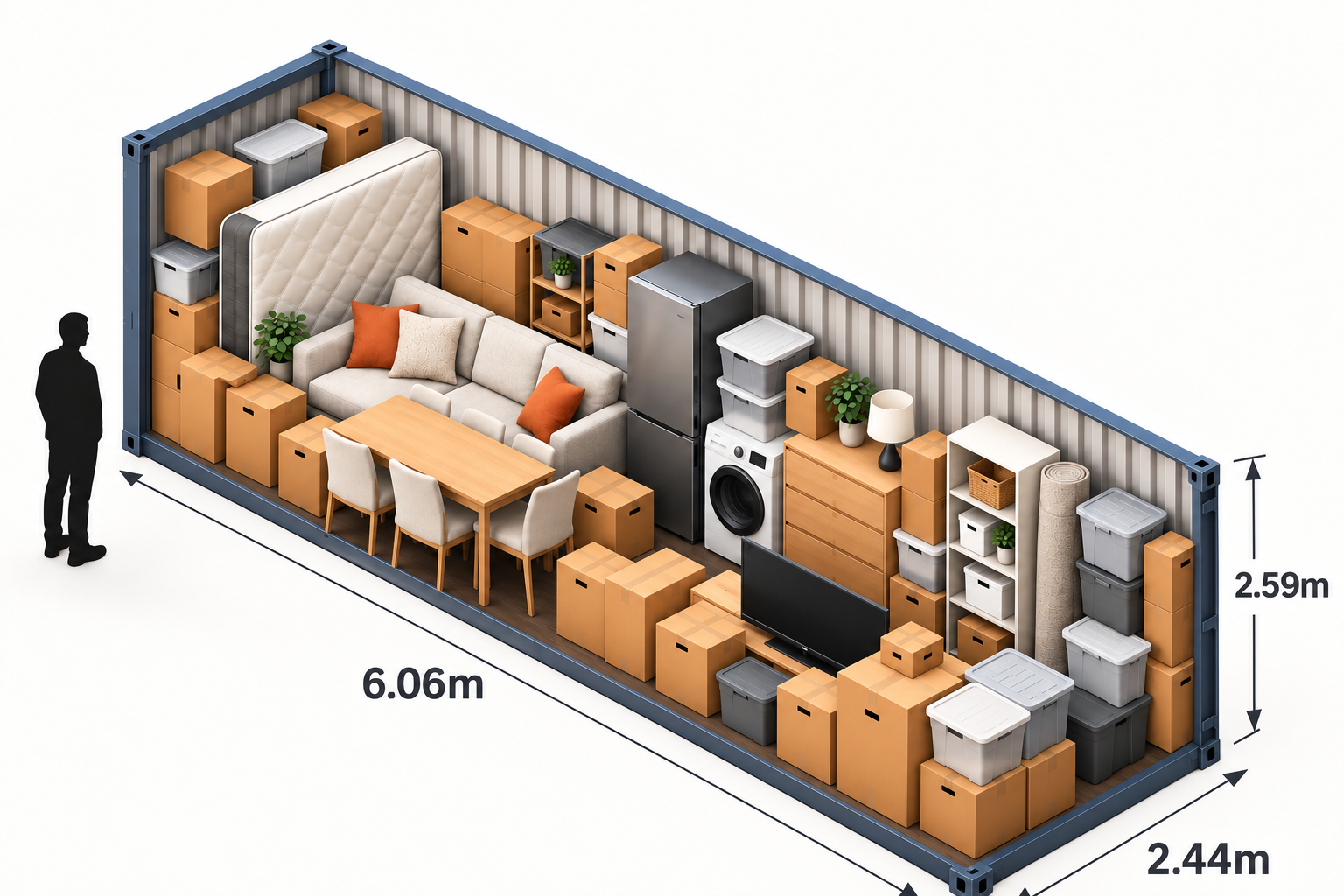 20ft APEX storage container size illustration
